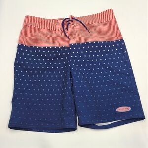 Vineyard Vines boys' patriotic stars and stripes swim trunks size L